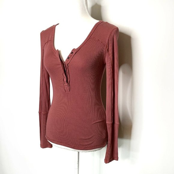 Free People Tops - Free People Henley long sleeve Shirt